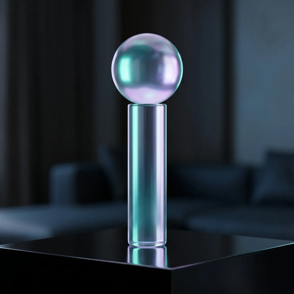 Minimalist glass geometric shapes supporting each other symbolizing professional partnership