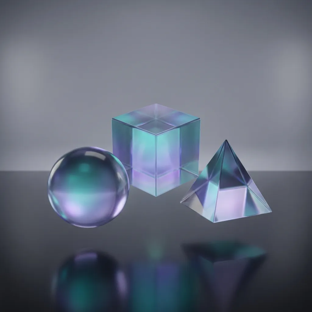 Cluster of 3D glass geometric shapes representing strategic delegation