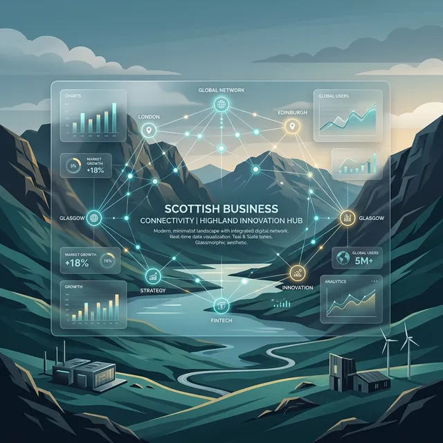 A professional Scottish business landscape representing local expertise and connection