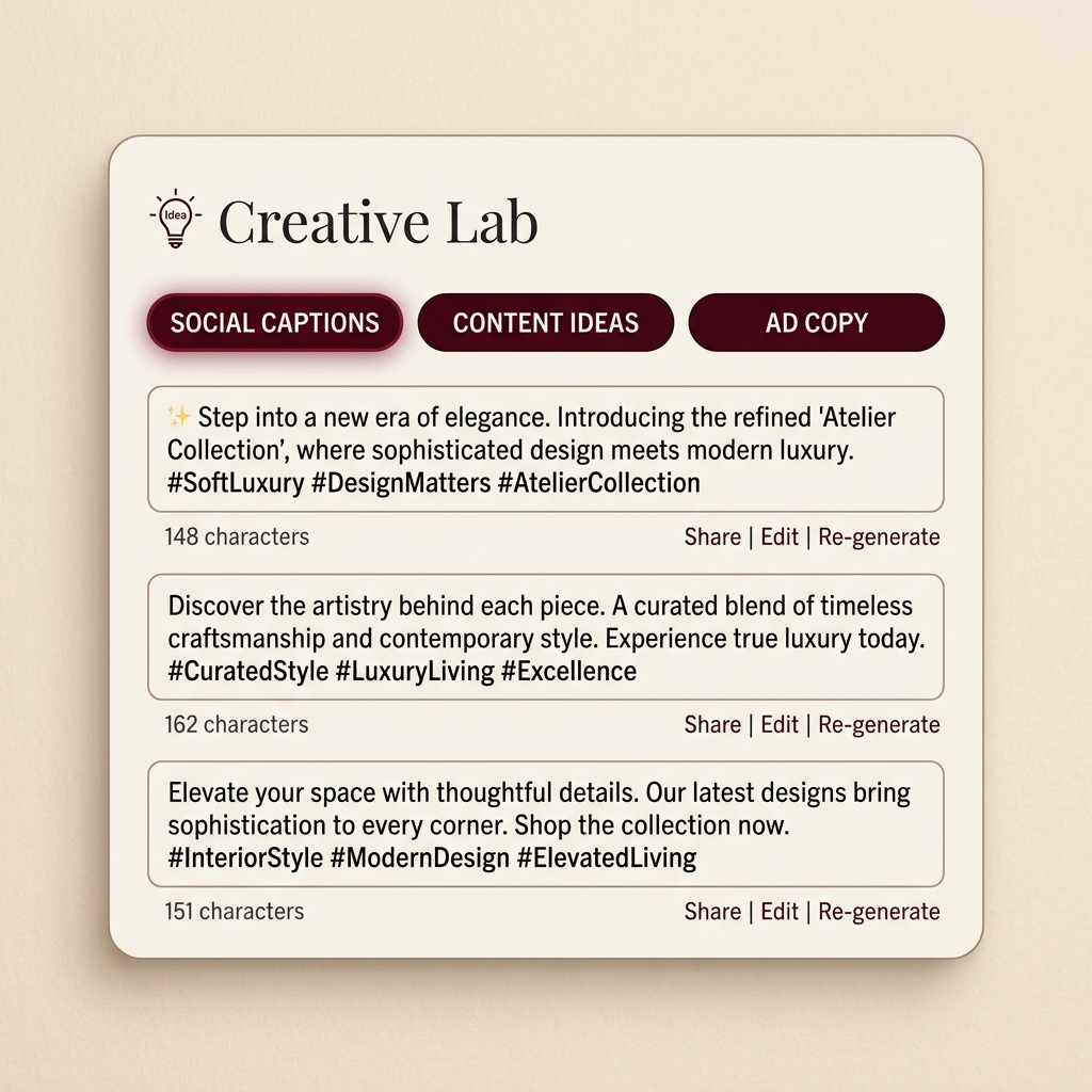 Detailed view of the Creative Lab and Strategic Intel modules in the Reclaim dashboard.