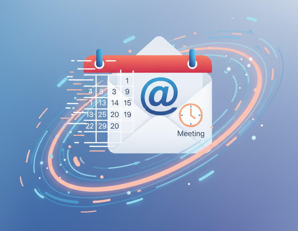 Illustration of an email icon transforming into a calendar event